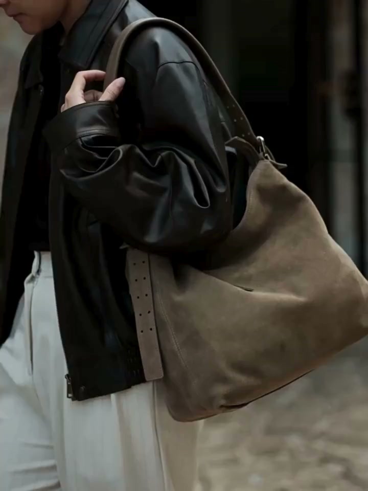 Suede Cowhide Leather Hobo Bag | Women's Slouchy Shoulder & Crossbody Tote