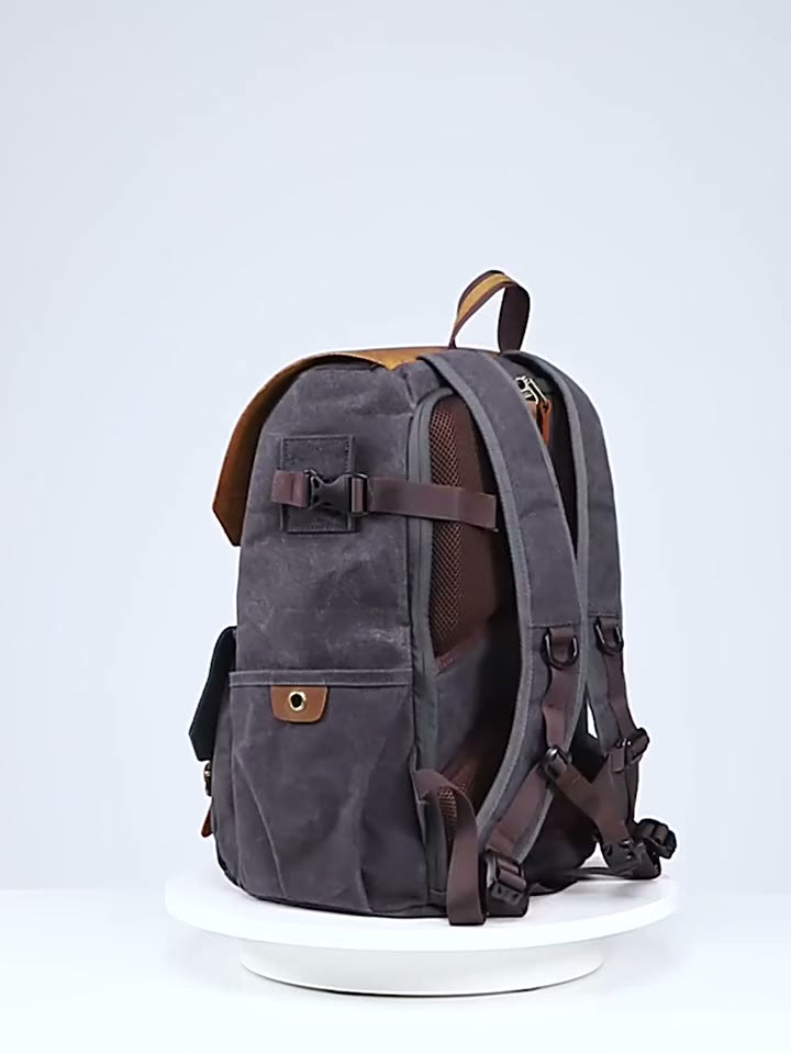 Waterproof Camera Bag Purse, Leather DSLR Bag | Anti-Theft Canvas Camera Backpack with USB Charging for Travel & Outdoor