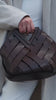 Triangle Magnetic Closure Handcrafted Woven Leather Basket Bag, Leather Woven Shoulder Bag, Crossbody Bag