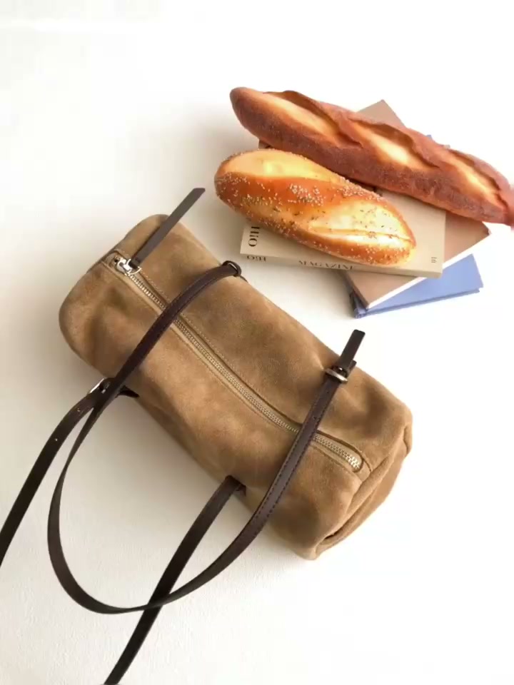 Suede Baguette Bag for Women | Matte Cowhide Leather Shoulder & Hand Bag | Versatile Commuter Purse in Two Colors