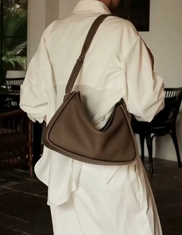 Luxury Togo Calfskin Leather Pillow Bag |  Minimalist Slouchy Crossbody & Shoulder Bag | 2026 Designer Collection