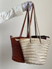 Hand-Woven Cowhide Leather Bucket Bag | Women's Braided Drawstring Basket Purse