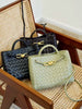 Small Lambskin Leather Knotted Intrecciato Shoulder Bag | Woven Handbag With Metal Buckle, Daily Fashion Designer Bag, Woven Shoulder Purse