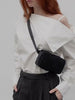 Versatile Calfskin Leather Squared Woven Bag with Interchangeable Gold Chain and Leather Straps, Minimalist Crossbody Bag, Waist Bag