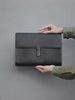 Custom Men’s and Women’s Leather Clutch Bag, Handmade Full Grain Togo Leather Business Handbag with 42 Color Options