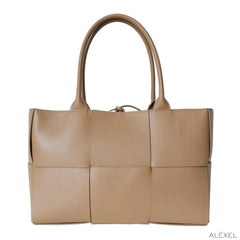 Quilted Large Leather Tote Bag, Minimalist Top Handle Bag, Elegant Convertible Shoulder Bag, Classic Style Soft Leather Work Bag - Alexel Crafts