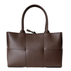 Quilted Large Leather Tote Bag, Minimalist Top Handle Bag, Elegant Convertible Shoulder Bag, Classic Style Soft Leather Work Bag - Alexel Crafts