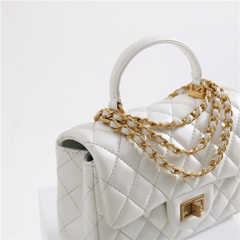 Quilted Sheepskin Leather Crossbody Bag, Classic Flap Bag Genuine Leather Shoulder Bag, Minimalist Quilted Evening Bag, Chain Leather Designer Inspired Bag - Alexel Crafts