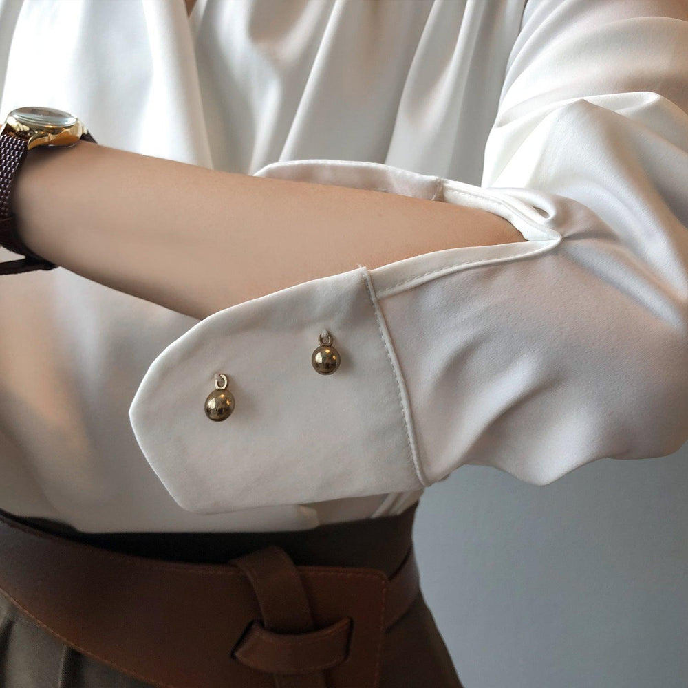 Timeless V-neck Satin Woven Blouse, Silk Satin Long Sleeves Shirt, Women Smart Casual Silky Top, Green Sleeve Blouse, Any Occassion, Gift - Alexel Crafts