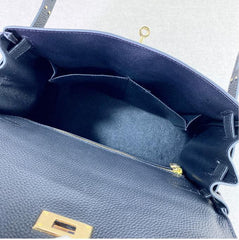 Togo Leather Brand Inspired Bag Gold Tone and Silver Tone, Must-have Leather Designer Bag, Luxury Classic Shoulder Bag, Wide Shoulder Strap - Alexel Crafts