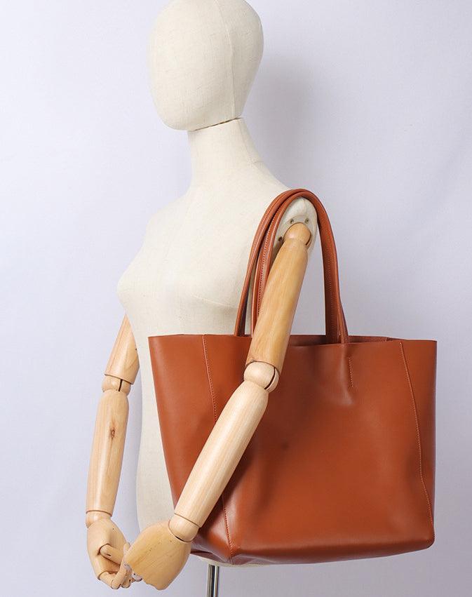 TOTE leather bag, Soft GENUINE leather bag, Large beige leather bag, Laptop, tablet bag, leather bag for books, leather shopper, Wine - Alexel Crafts