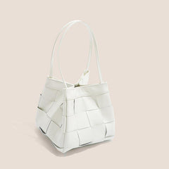 Women's Soft Luxurious Calfskin Leather Handwoven Bucket Shoulder Bag, Crossbody Bag - Alexel Crafts