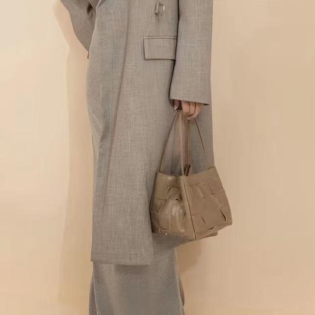 Women's Soft Luxurious Calfskin Leather Handwoven Bucket Shoulder Bag, Crossbody Bag - Alexel Crafts