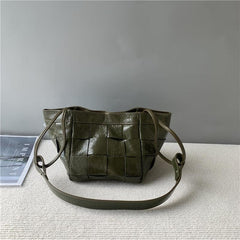Women's Soft Luxurious Calfskin Leather Handwoven Bucket Shoulder Bag, Crossbody Bag - Alexel Crafts