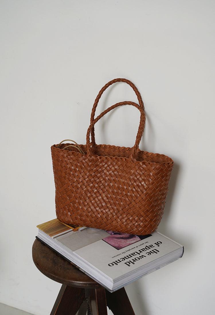 Woven leather bag, handmade full grain leather bag, Minimalist women's Bag, Handbag, Soft Leather Tote, Daily Bag, Gift for Her - Alexel Crafts