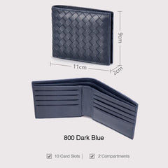 Australia Lambskin Leather Woven Wallet, Men Woven Leather Cards Holder, Handcrafted Trifold Wallet, Designer Wallet, Women Purse, Men Purse, Dark Blue
