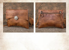 Big Handcrafted Leather Clutch Bag, Shoulder Bag - Alexel Crafts