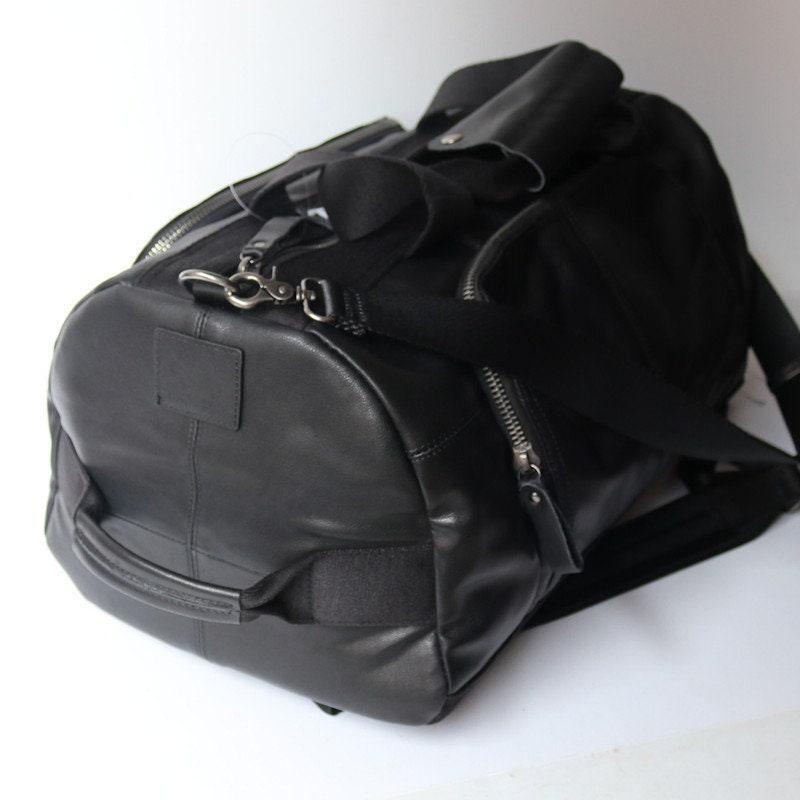 Black Leather Duffel Bag Women, Mens Leather Luggage Bag, Converse Backpack Weekender Bag, Unisex Travel Bag, Lifestyle Bag