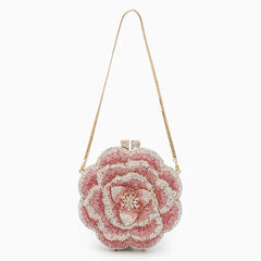 Bridal Wedding Clutch, Handcrafted Flower Clutch Bag Rhinestone Floral Party Bag, Floral Crystal Rhinestone Shoulder Bag, Luxury Evening Bag