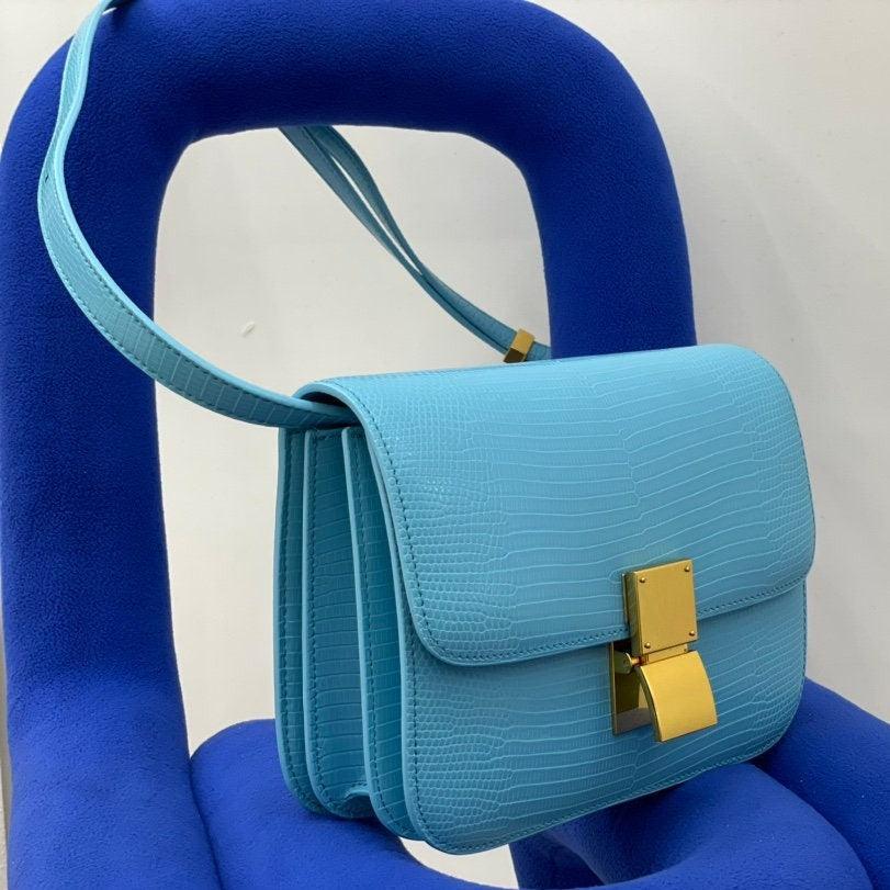 Calfskin Leather Bag, Italian Leather Box Bag, Designer Bag, Classic Crossbody Bag, Shoulder Bag, Minimalist Genuine Leather Purse