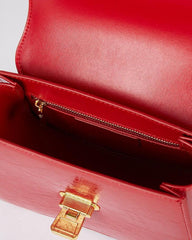 Calfskin Leather Wedding Bag Red, Designer Bag, Leather Box Bag, Classic Crossbody Bag, Shoulder Bag, Minimalist Event Purse