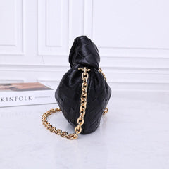 Chain Intrecciato Calfskin Shoulder Bag, Knotted Intrecciato Cowhide Leather Top Handle Bag, Must-have Fashion Lady Bag, Designer Bag Black