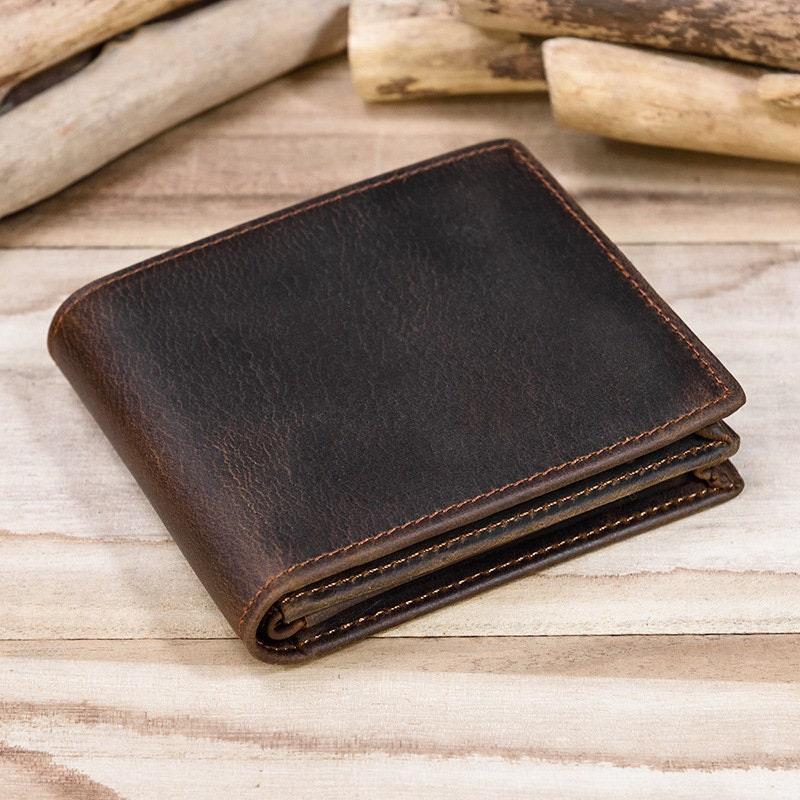Classic Men's Full Grain Leather Wallet, Leather Coins Purse, Unisex Bifold Wallet, Great Gift Idea for Men Best Man Groomsmen Father's Day