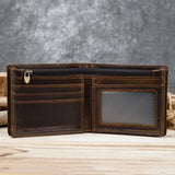 Classic Men's Full Grain Leather Wallet, Leather Coins Purse, Unisex Bifold Wallet, Great Gift Idea for Men Best Man Groomsmen Father's Day