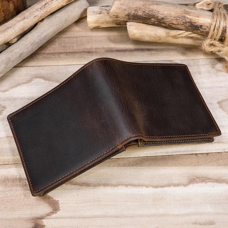 Classic Men's Full Grain Leather Wallet, Leather Coins Purse, Unisex Bifold Wallet, Great Gift Idea for Men Best Man Groomsmen Father's Day