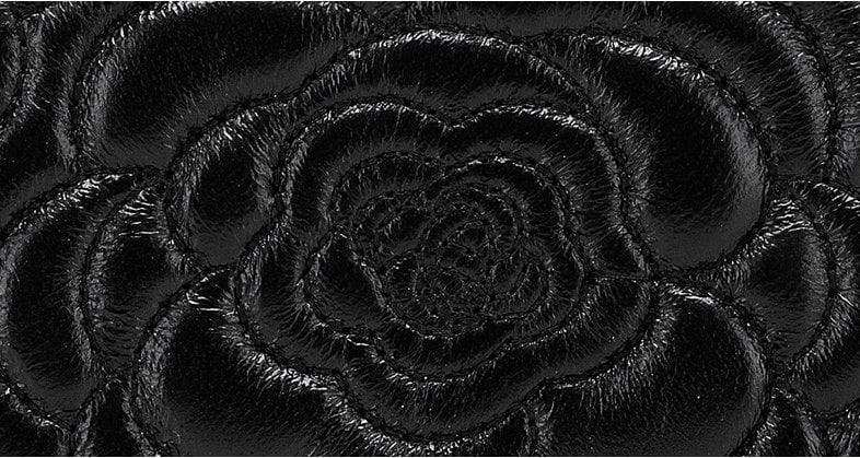 Classic Style XL Camellia Genuine Leather Shoulder Bag, Minimalist Bag, Iconic Black Crossbody Bag, Quilted Elegant Bag, Eternal Fashion Bag