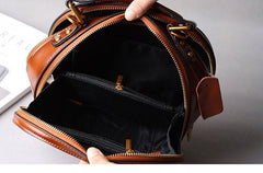 Cowhide Bags, Leather Women's Bags, Retro Bags, Shoulder Messenger Bags, Handbags, Fashionable Round Bags