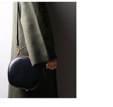 Cowhide Bags, Leather Women's Bags, Retro Bags, Shoulder Messenger Bags, Handbags, Fashionable Round Bags