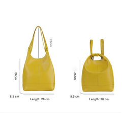 Cowhide Leather Tote Bag 3 in 1, Convertible Backpack, Lady Chic Handbag, Women Backpack Bag in Yellow/Black/Red/Coffee, Gift for Her