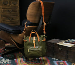 Cowhide Leather Women's Shoulder Bag, Handmade  Italian Tanned Grain Leather Crossbody Bag, Men's American Retro Casual Bag