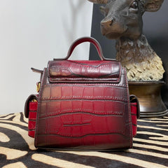Crocodile pattern leather minimal Box crossbody bag, Crocodile box bag, crossbody bag, gift for women, everyday bag, Red/Brown/Green