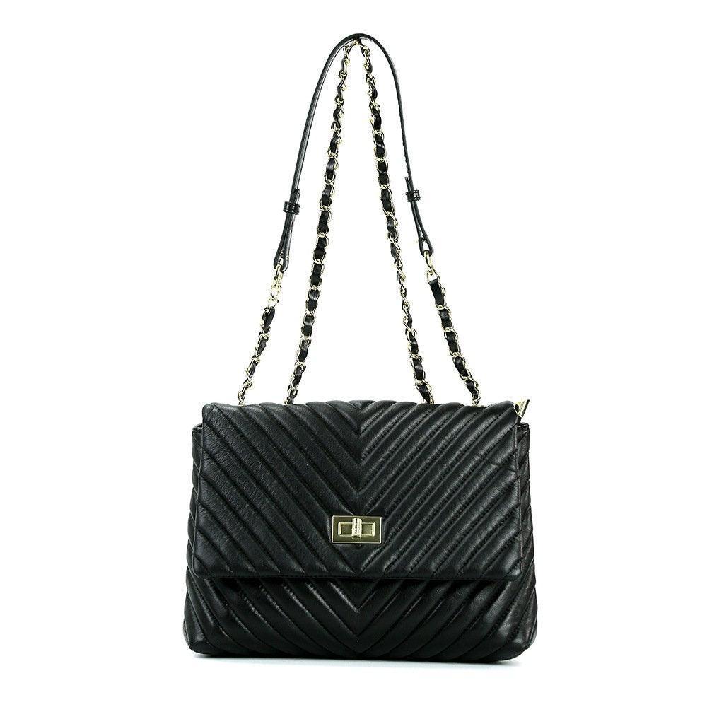 DIAMONDS ARE ETERNAL Alternative Max Lambskin Leather Shoulder Bag, Black Leather Designer Flap Bag, Convertible Women Crossbody Bag