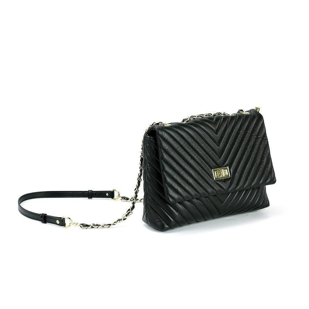 DIAMONDS ARE ETERNAL Alternative Max Lambskin Leather Shoulder Bag, Black Leather Designer Flap Bag, Convertible Women Crossbody Bag