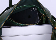 Full Grain Leather Designer Handwoven Bag / Large Black, Green Hollow Out Cut Out Shoulder Bag, Crossbody Bag, Retro Briefcase