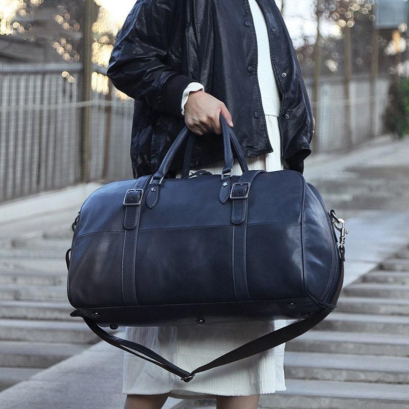 Full Grain Leather Duffle, Chic Leather Boston Weekender Travel Women Bag, Leather Luggage Carry on Baggage, Gym Bag, Men Leather Bag