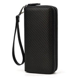 Full Grain Leather Long Wallet, Mens Zipper Wallet, Women Bifold Wallet, Black Double-Layer Cowhide Tall Wallet, Fathers Gift for Him