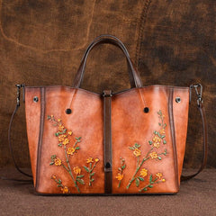 Genuine Cowhide Leather Tote bag, Retro Style Leather bag, Vintage Leather Shoulder Bag, Gift for her