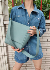 Genuine Leather Bucket Shoulder Bag, Classic Fashion Designer Shoulder Bag Leather Strap, Minimalist Leather Tote Bag, Gift For Her