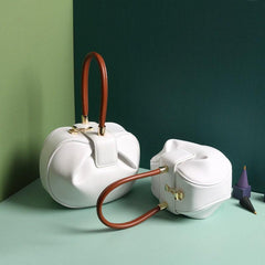 Genuine Leather Designer Handbag, Fashion Dumpling Pouch, Lady Elegant Lock Leather Bag, Leather Doctor Bag, Christmas Gift For Her