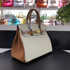 Genuine Leather Handbag Gold Tone Must-have Leather Designer Bag, Classic Shoulder Bag, Crossbody Bag, Gift For Her - Alexel Crafts