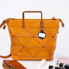 Geometric Purse / Cowhide Leather Shoulder Bags / Lattice Shoulder Bags/ Shoulder Handbags with Adjustable Strap Tan, Black, Coffee, Green