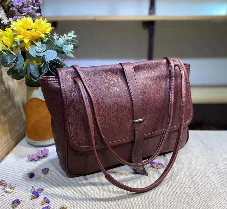 Grain Leather Tote, Leather Laptop bag women, work bag, Womens casual bag, Leather messenger bag, Womens shopping bag leather