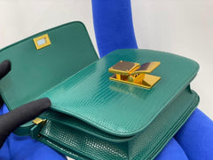 Green Calfskin Leather Bag, Italian Leather Box Bag, Designer Bag, Classic Crossbody Bag, Shoulder Bag, Minimalist Leather Purse