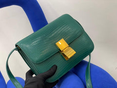 Green Calfskin Leather Bag, Italian Leather Box Bag, Designer Bag, Classic Crossbody Bag, Shoulder Bag, Minimalist Leather Purse