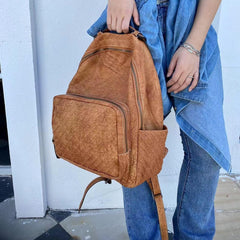 Handcrafted Full-grain Leather Backpack, Heavy-duty Stud Hiking, Women & Men Purse, Unisex, Vintage Laptop Backpack, 15-inches Laptop Bag