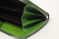 Handcrafted Genuine Leather Wallet | Embossed Purse | Women Leather Clutch | Women's Leather Wallets | Green Purse